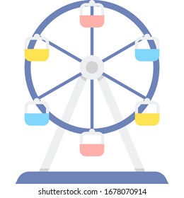 Flat vector icon illustration of theme park ferris wheel