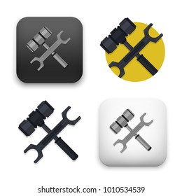 flat Vector icon - illustration of tool and sign