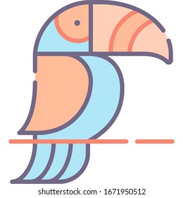 Icono de vector plano de un toucan. Concepto de animales y fauna.