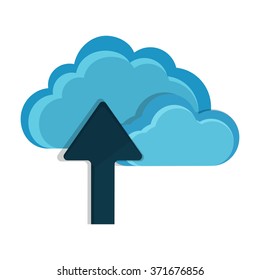 flat Vector icon - illustration of upload cloud icon isolated on white