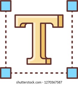 Flat vector icon illustration of uppercase letter in a text box, typography concept