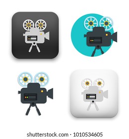 flat Vector icon - illustration of video camera icon