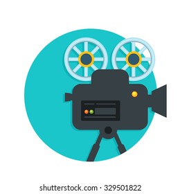 flat Vector icon - illustration of video camera icon isolated on white