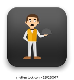 flat Vector icon - illustration of waiter icon