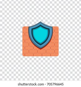 flat Vector icon - illustration of wall and shield icon - firewall