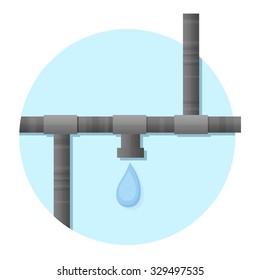 Flat Vector Icon - Illustration Of Water Pipe Icon Isolated On White