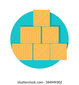 flat Vector icon - illustration of wooden containers icon isolated on white