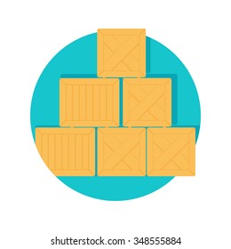 flat Vector icon - illustration of wooden containers icon isolated on white
