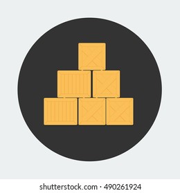 flat Vector icon - illustration of wooden containers icon