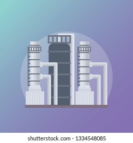 Flat vector icon of industrial building 