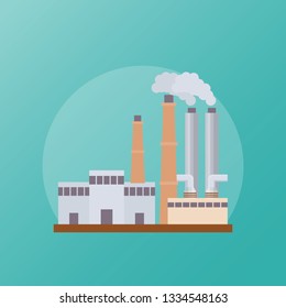 Flat vector icon of industrial building 