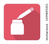 flat vector icon of ink pot and pen on color background 