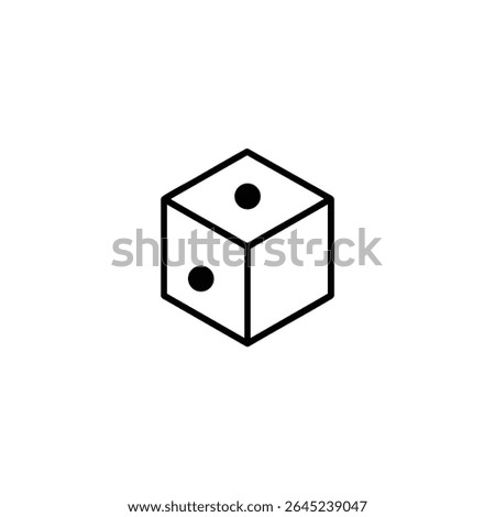 A flat vector icon of an isometric cube outline with three filled black dots at key vertices, rendered in a precise monoline style. Isolated on white.
