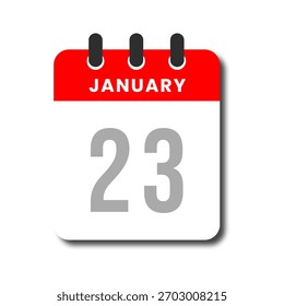 Flat vector icon of January 23 calendar, minimalist design for productivity concept.