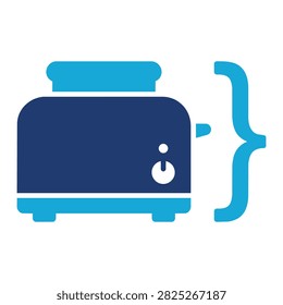 Flat vector icon of a kitchen toaster with programming syntax brackets