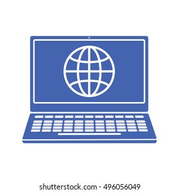 A flat vector icon of a laptop computer