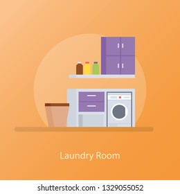 Flat vector icon of laundry room.