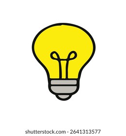 Flat vector icon of a light bulb representing bright ideas, innovation, creativity, startup, technology, and smart solutions. Perfect for tech apps, brainstorming, education, and ideation visual.