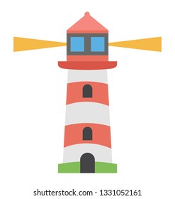 Flat vector icon of lighthouse.