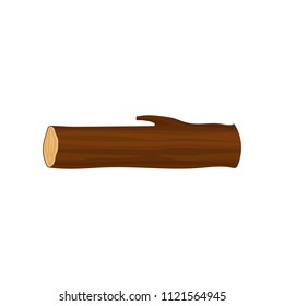 Flat vector icon of long round wooden log. Part of tree trunk. Forest element. Firewood production