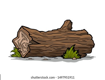 Flat vector icon of long round wooden log. Part of tree trunk. Forest element. Firewood production