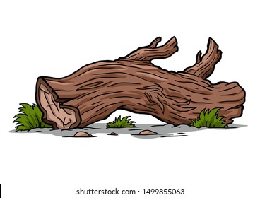 Flat vector icon of long round wooden log. Part of tree trunk. Forest element. Firewood production