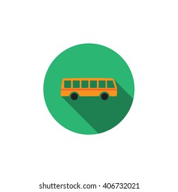 Flat vector icon with long shadow effect in stylish colors of web design objects, business, office. Bus.