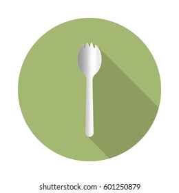 flat vector icon with long shadow in to green round geometric shape as zero waste, bpa and plastic free concept