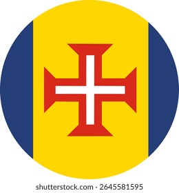 Flat vector icon of the Madeira regional flag in circular shape. Clean and minimal design for web, apps, infographics, and geographic use.