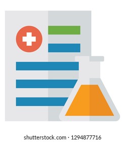 Flat vector icon of medial report.