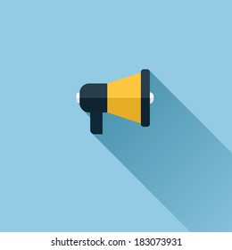 Flat Vector Icon Of Megaphone For Social Media Marketing Concept