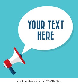Flat vector icon of megaphone with white bubble for social media marketing concept