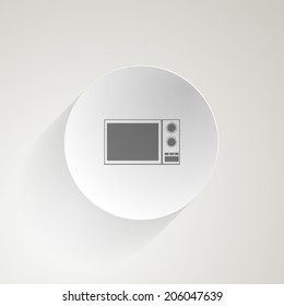 Flat vector icon for microwave. Circle vector gray icon with outline microwave with circle switch.