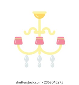 Flat vector icon of сhandelier for mobile concept and web apps design. Сolorful. Vector graphics