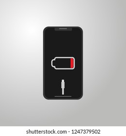 flat vector icon mobile phone battery low charging eps