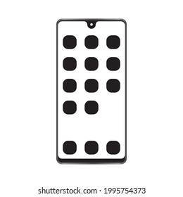 Flat vector icon a  mobile phone or smartphone with apps