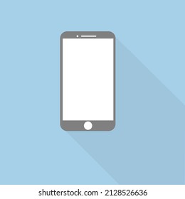 Icono vector plano de la ilustración de teléfono móvil. Diseño en un fondo azul. 