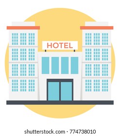 
Flat vector icon of a modern style hotel building 
