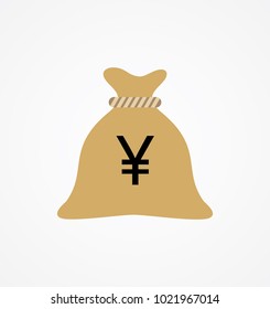 Flat Vector Icon Of Money Bag.