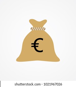 Flat Vector Icon Of Money Bag.