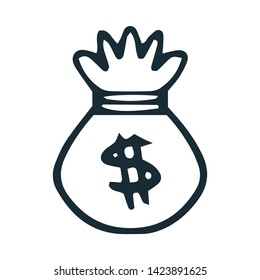 Flat vector icon of a money bag