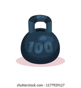 Flat vector icon of money box in form of black kettlebell weight with hole on top. Container for saving coins and banknotes