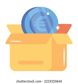 A flat vector icon of money box 