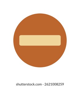 Flat Vector Icon of No Entry Sign in Brown and Beige Colors