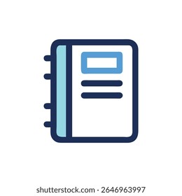 Um ícone de vetor plano de um notebook com cantos arredondados e dois tons azuis.