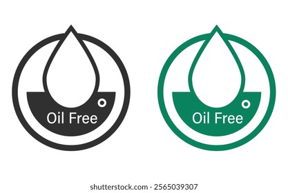 Flat Vector Icon: Oil-Free Trans-Fat-Free Food Product Dietary Label for Apps and Websites