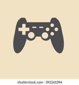 Flat vector icon. On a gray background with shadow. Joystick
