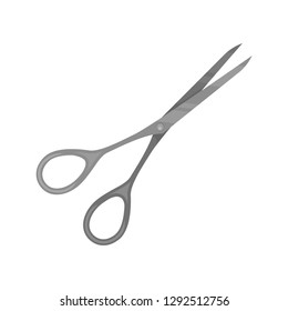 Flat Vector Icon Of Operating Scissors. Surgical Instrument. Stainless Steel Shears. Cutting Tool With Two Sharp Blades