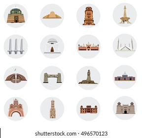 paquete de iconos de vector plano de Pakistán