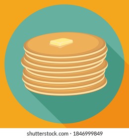 Icono vector plano de las tortitas con mantequilla.
